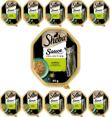 Produktbild von Sheba Sauce Collection - Nasses Alleinfutter in Sauce für ausgewachsene Katzen mit Kaninchen und Gemüse, Schale 11 x 85g