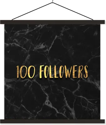 Produktbild von MuchoWow® Textilposter Soziale Medien - Instagram - Gold - Marmor 40x40 cm mit schwarzem Rahmen - Fotos