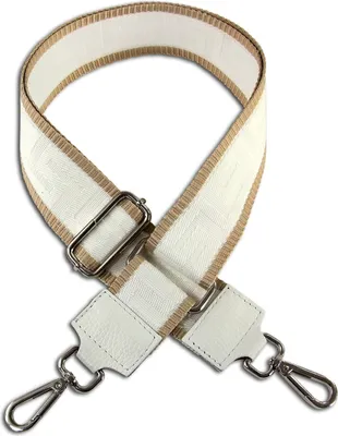Produktbild von Tragegurt weiß beige Florence Boho-Gurt Canvas Leder Linienmuster OGF001JW