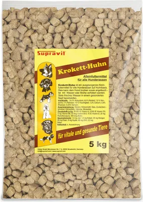 Produktbild von Supravit Hundefutter trocken 5kg | Huhn mit Mais | schmackhaft und gut verträglich | Hunde Trockenfutter für alle Rassen