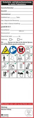 Produktbild von Dreifke® Leiter-Gebrauchsanweisung Podestleitern, Folie, ablösbar, 65x225mm, ...