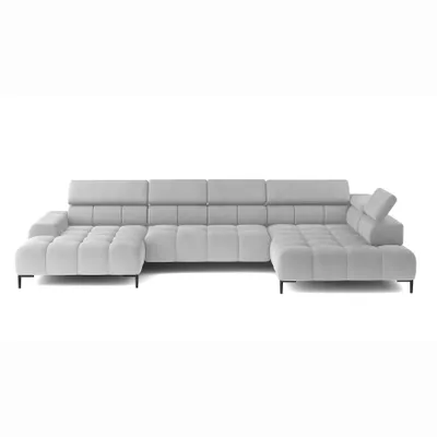 Produktbild von DOMO-HOME Ecksofa PLAZA XL mit elektrischer Relax-Funktion 385x216cm | Modernes Design| Hochwertige Verarbeitung| Verstellbare Kopfstützen| Farbe weiß Solar| Rechts