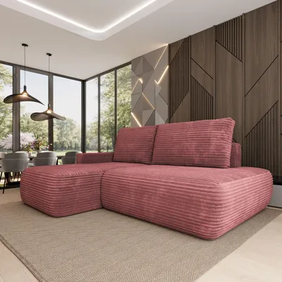 Produktbild von Masseno Ecksofa AVINI T L-S mit Schlaffunktion L-Form, Sofa mit Bettkasten, Wohnzimmersofa, Couch, Soffa, Bettsofa, Couchgarnitur- Rosa, TILIA 62
