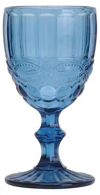 Weingläser Vintage-Design 260 ml Ø8x15,5 cm blau Glas 6er-Set