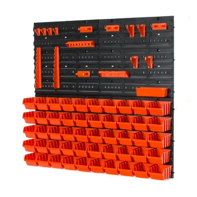 Productafbeelding van 50 stapelboxen met wandplank, 80 x 80 cm | opslagplanken voor wandmontage