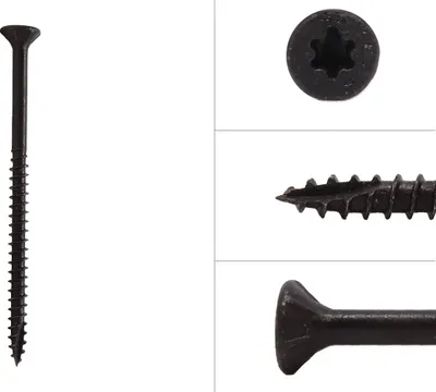 Produktbild von Schwarze Schrauben verzinkt 5 x 80 mm Torx 20 mit Schneidkerbe - 50 Stück
