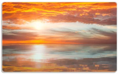 Produktbild von Wallario Frühstücksbrettchen aus Glas, je 14 x 23 cm, mit rutschfesten Füßen, Motiv Abendrot in Reflexion über dem See