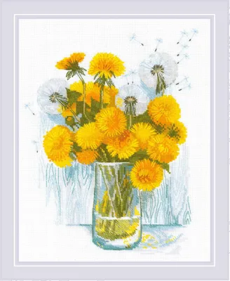 Produktbild von Riolis gezähltes Kreuzstich-Set 'Sunny Dandelions', 24x30cm, zum Selbermachen