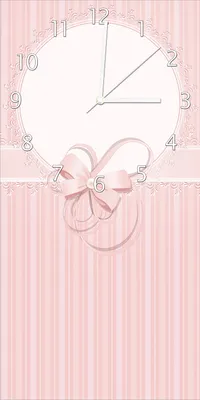 Produktbild von Wallario Design Wanduhr bedruckt, Größe 30 x 60 cm, Motiv: Geschenkkarte, Bänder, Spitzen und Schleifen in rosa