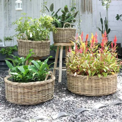 Produktbild von Natur Rattankorb NORDERNEY Kubu Grey ca.40cm Pflanzkorb Griffe