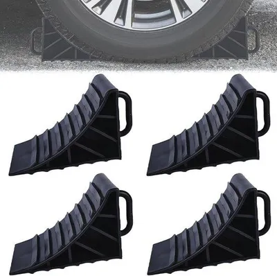 Productafbeelding van Onderlegwiggen met Handvat - 4 Stuks Kunststof Remwiggen voor Auto, Caravan en Aanhanger