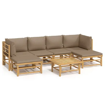Produktbild von vidaXL 7-tlg. Garten-Lounge-Set mit Taupe Kissen Bambus