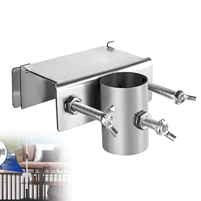 Produktbild von Metall-Sonnenschirmhalter mit Haken, Tischklemme für Sonnenschirme, stabile Befestigung für Garten, Terrasse, Balkon, Geländer und Terrassentische