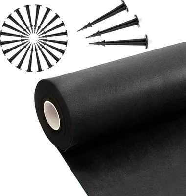 Produktbild von Anti-Unkrautvlies, Agrotextil , Schwarz 50g/m2, mit Erdanker 0.8x10m inkl. 20 Erdanker