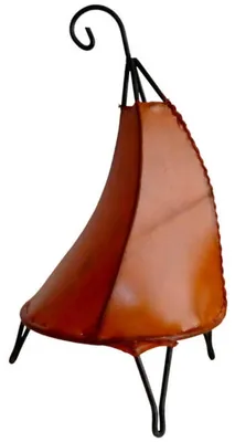 Zdjęcie produktu dla Lampa orientalna Lampa z henny Marokańska lampa skórzana Lampa stołowa Lampa podłogowa Henna Tissir jednokolorowa 35-38 cm, pomarańczowa