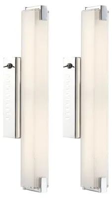 Produktbild von 2er Set LED Wandleuchte, Chrom, Glas satiniert, L 38 cm