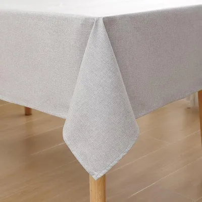 Obrázek produktu pro Vodoodpudivý ubrus – vzhled lnu – 130 x 160 cm – světle šedý