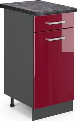 Produktbild von Küchenunterschrank Vicco R-Line Rot Hochglanz 40 cm , AP Anthrazit, Model 46785