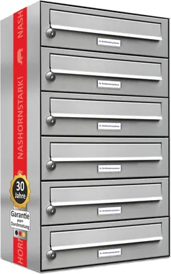 Produktbild von 6er Edelstahl Briefkasten Anlage 6 Fach Wandbriefkasten Postkasten