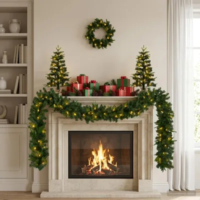 Image de Mini-sapin de Noël, 45 cm, 125 LED, lumière blanche chaude, en PVC et en PE