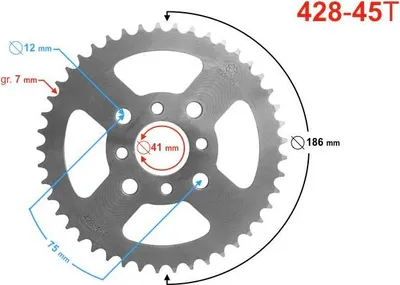 Zdjęcie produktu dla Zębatka Tylna Moretti 45/428 Do Atv 200