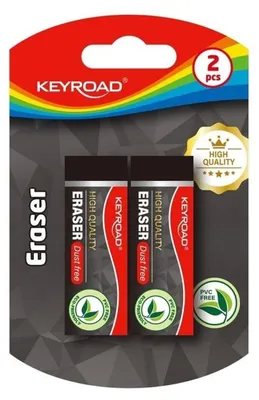 Image de Gomme technique KEYROAD noire 2 pièces sous blister