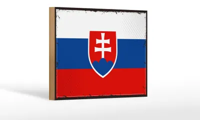 Produktbild von Holzschild Flagge Slowakei 18x12 cm Retro Flag of Slovakia Dekoration