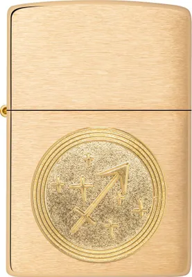 Produktbild von ZIPPO - Sagittarius Emblem - Brushed Brass Gold Schütze Sternzeichen Sturmfeuerzeug nachfüllbar Benzin 60006110