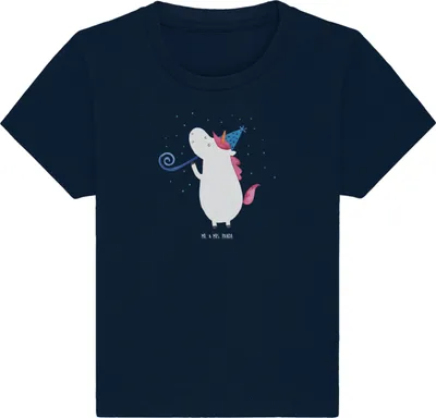 Produktbild von Mr. & Mrs. Panda  T-Shirt Einhorn Party 12. - 18. Monat - French Navy - Geschenk, Baby Kurzarmshirt, Geburtstag, Babyshirt, Einhörner, Club, Organic, Shirt, Disco