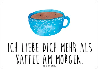 Produktbild von Mr. & Mrs. Panda tafel Kaffee Tasse DIN A6 - Weiß - Geschenk, Türschild, Wandbild, Geschmack, wandtafel, Lustige Sprüche, Schild, Retro Blechschild, Genuss, Glücklich
