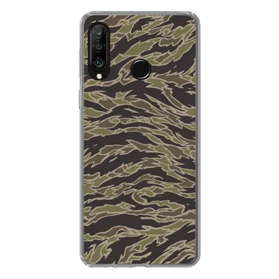 Produktbild von MuchoWow® Handyhülle Schutzhülle Hülle für Huawei P30 Lite Camouflage-Muster mit Streifen Silikon Softcase Handy Hülle - Handyhülle