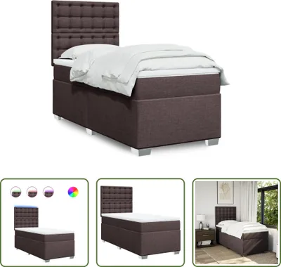 Produktbild von The Living Store Boxspringbett mit Matratze Dunkelbraun 90x200 cm Stoff