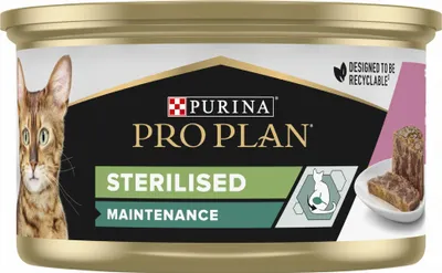 Produktbild von Purina Pro Plan Sterilised Feuchte Lachs- und Thunfischpastete für Katzen, 85 g