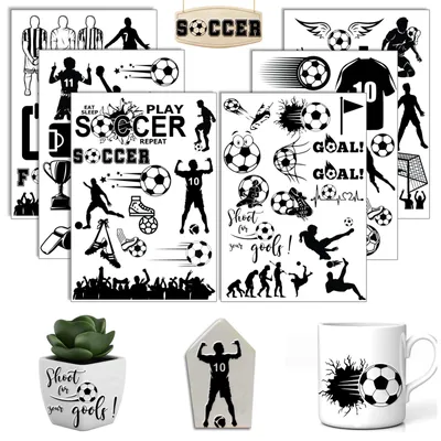 Productafbeelding van Rub-On-stickers - 6 stuks A5 transferstickers - voetbalmotief