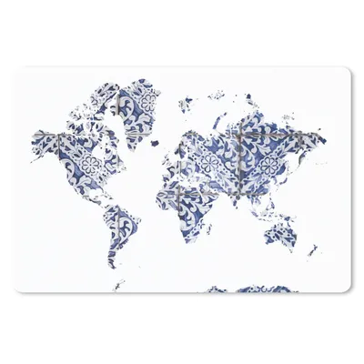 Produktbild von MuchoWow® Schreibtischunterlage Weltkarte - Delfter Blau - Weiß 60x40 cm - XXL Mauspad - Großes Mauspad