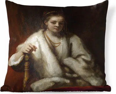 Produktbild von MuchoWow® Zierkissen Sofakissen Wohnzimmer Dekokissen 50x50 cm Porträt von Hendrickje Stoffels - Gemälde von Rembrandt van Rijn - Komfort - Sofakissen