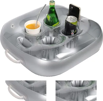 Produktbild von Pool Getränkehalter aufblasbar, 4 Fächer Schwimmender Getränkehalter, ideal für Whirlpool, Pool und Strandpartys