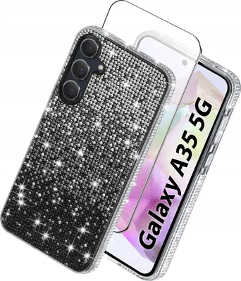 Obrázok produktu pre Silikónové puzdro pre Samsung A35 5G s trblietavým efektom, ochranné sklo na obrazovku 9H