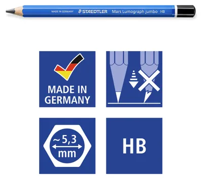 Obrázok produktu pre Staedtler 100J, HB, Modrá, Umenie, Grafický nákres, Koníček, Kancelária, Škola, Technical drawing, 5,3 mm, 1 kusov, Nemecko