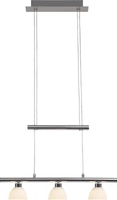 A product shot of a three-light pendant lamp.