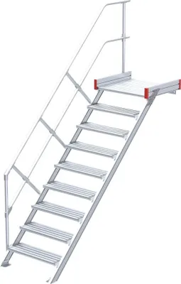 Produktbild von Euroline 511 Podesttreppe 45° 1000mm Stufenbreite 9 Stufen Alu gerieft
