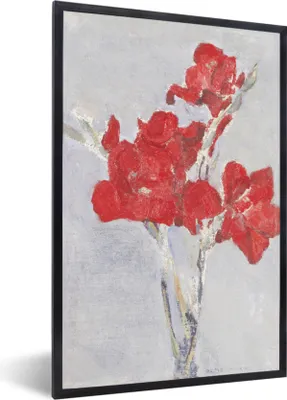 Produktbild von MuchoWow® MuchoWow® Gerahmtes Poster Rote Gladiolen - Piet Mondrian 60x90 cm - Poster mit zchwarzem Bilderrahmen - Kunst