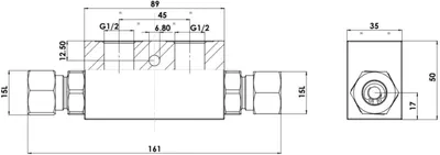 Zdjęcie produktu dla Zawór kulowy G1/2" BSP, pojemność 15 litrów, zawór zwrotny do instalacji