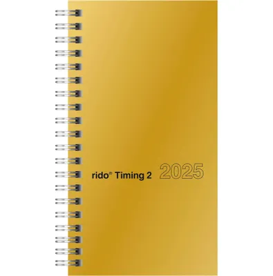 Zdjęcie produktu dla rido/idé 7014121915 Kalendarz kieszonkowy model Timing 2 (2025)| 2 strony = 1 tydzień| A6| 176 stron| błyszcząca kartonowa okładka| kolor złoty