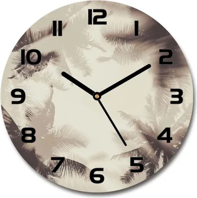 Produktbild von Wanduhr aus Glas 30fi Glasbild Glasuhr Gehärtetes Glas - schwarze-zeiger - palm trees