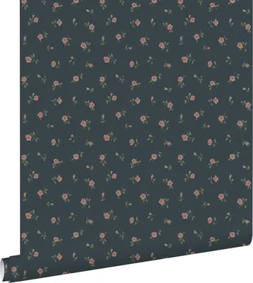 Produktbild von ESTAhome Tapete Blumenmuster Dunkelblau und Rosa 50 x 900 cm