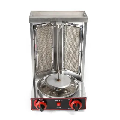 Produktbild von Shawarma-Maschine, 3000 W, 2-Brenner-LPG-Döner-Kebab-Grill, schnelle 360°-Rotationsheizung für knuspriges und saftiges Fleisch, schwarz