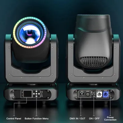 Zdjęcie produktu dla Reflektory ruchome – 200W RGB LED – DMX512 – Oświetlenie sceniczne dla DJ-ów i wydarzeń