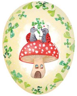 Produktbild von Mr. & Mrs. Panda Osterei Pilz mit Marienkäfer - Weiß - Geschenk, Ostergeschenk, Ei zu Ostern, Geschenkei, zum Befüllen, Oster-Mitbringsel