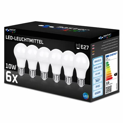 Produktbild von MasterLED LED-Leuchtmittel E27 A60 10 W 800 lm 6500 K Kaltweiß 240 Grad 6er-Pack